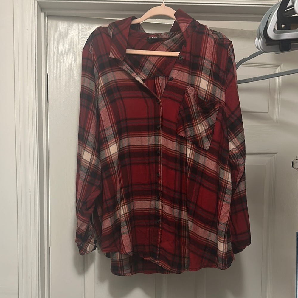 Torrid Red Plaid Button Down Shirt